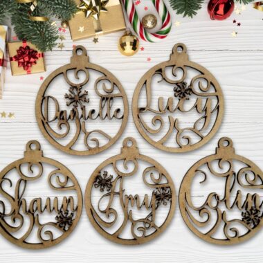 Swirl Personalised Christmas Decoration in 3mm MDF